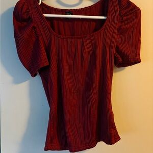 SHEIN Ribbed Burgundy Blouse